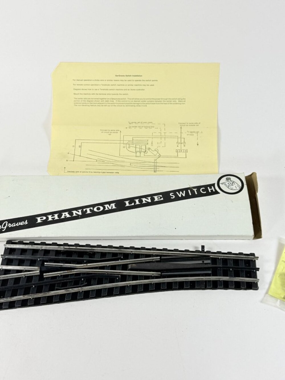 GarGraves O Gauge Phantom Line Left-Hand Switch Turnout Track W/Box & Instructio